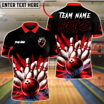 BlueJose Bowling And Pins Explosive Graffiti Strike Customized Name, Team Name 3D Shirt (4 Colors)