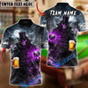 BlueJose Billiards 8 Ball Beer Dark Gentleman Skull Customized Name, Team Name 3D Shirt (6 Colors)