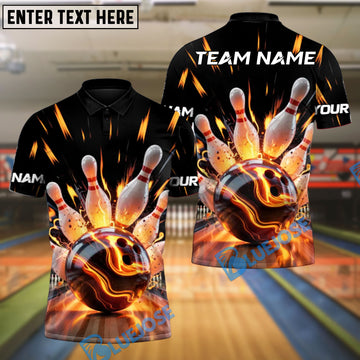 BlueJose Bowling And Pins Thunder Roll Customized Name, Team Name 3D Shirt (4 Colors)