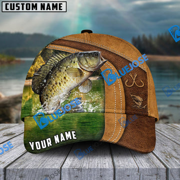 BlueJose Personalized Crappie Fishing Leather Pattern Classic Cap