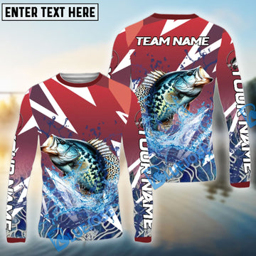 Bluejose Crappie Fishing Red Fury Pattern Custom Name & Team Name 3D Shirts