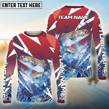 Bluejose Trout Fishing Red Fury Pattern Custom Name & Team Name 3D Shirts