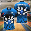 BlueJose Bowling And Pins Net Strike Customized Name, Team Name 3D Shirt (4 Colors)