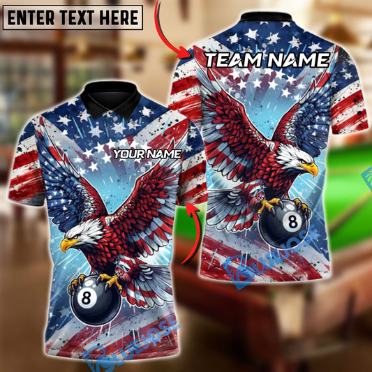 BlueJose Billiards 8 Ball USA Flag Eagle Personalized Shirt