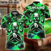 BlueJose Billiards Ball 8 Pool Skull Fire Thunder Personalized Name & Team Name Shirt (4 Colors)