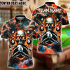 BlueJose Billiards Ball 8 Pool Skull Fire Thunder Personalized Name & Team Name Shirt (4 Colors)