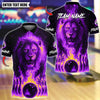 BlueJose Bowling And Pins Flame Lion Customized Name, Team Name 3D Shirt (4 Colors)