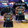 BlueJose Bowling And Pins Cool Tiger Bowling Design Customized Name, Team Name 3D Shirt (4 Colors)