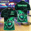 BlueJose Bowling And Pins Angry Shark And Pins Customized Name, Team Name 3D Shirt (4 Colors)