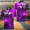 BlueJose Bowling And Pins Flames Bowling Skeleton Design Customized Name, Team Name 3D Shirt (4 Colors)
