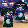 BlueJose Bowling And Pins Panda 420 Leaf Neon Glow Design Customized Name, Team Name 3D Shirt (4 Colors)