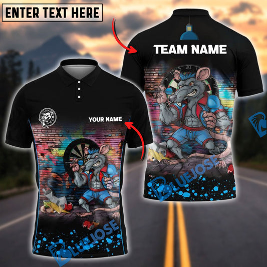 BlueJose Darts Graffiti Fighter Rat Personalized Name, Team Name Shirt