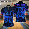 BlueJose Bowling Ball & Pins Neon Funny Customized Name, Team Name 3D Shirt (4 Colors)