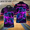 BlueJose Bowling Ball & Pins Neon Funny Customized Name, Team Name 3D Shirt (4 Colors)