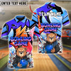 BlueJose Graffiti Bowling Shirt Angry Bear Cartoon Style Customized Name, Team Name 3D Shirt (4 Colors)