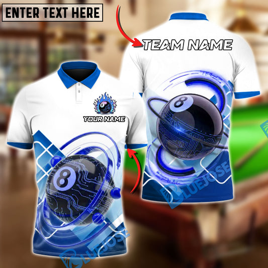 BlueJose Billiards Ball 8 Pool Mecha Personalized Name, Team Name Unisex Shirt (4 Colors)