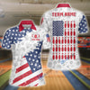 BlueJoses Bowling And Pins US Flag Bowling Pattern Customized Name, Team Name 3D Shirt (Black & White)