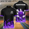 BlueJoses Bowling And Pins Ink Fire Pattern Customized Name 3D Shirt (4 Colors)