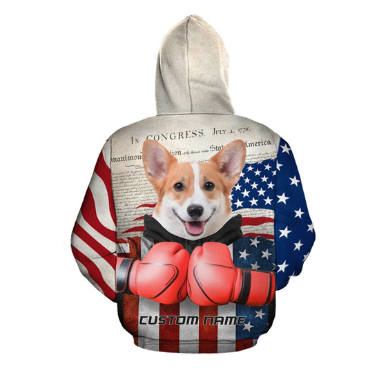 BlueJose Boxing Corgi Dog 3D Hoodie