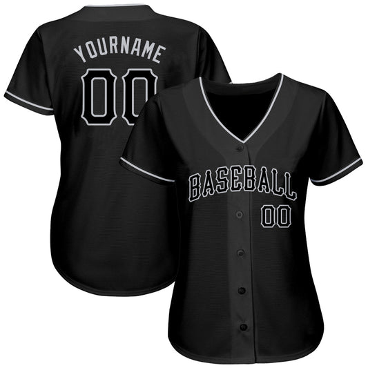 BlueJose Custom Black Black-Gray Authentic Baseball Jersey