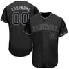 BlueJose Custom Black Black-Gray Authentic Baseball Jersey