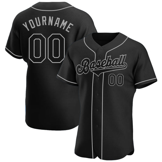 BlueJose Custom Black Black-Gray Authentic Baseball Jersey