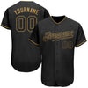 BlueJose Custom Black Black-Old Gold Authentic Baseball Jersey