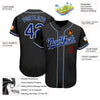 BlueJose Custom Black Royal-Red Authentic Baseball Jersey