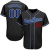 BlueJose Custom Black Royal-Red Authentic Baseball Jersey