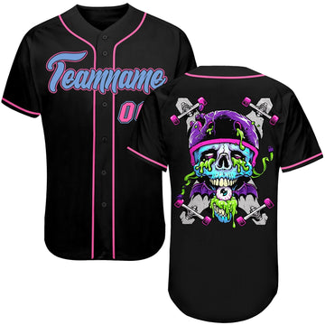 BlueJose Custom Black Light Skull Fashion Baseball Jersey