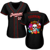 BlueJose Custom Black White-Red Skull Fashion Baseball Jersey