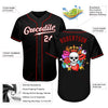 BlueJose Custom Black White-Red Skull Fashion Baseball Jersey