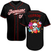 BlueJose Custom Black White-Red Skull Fashion Baseball Jersey