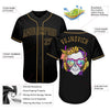 BlueJose Custom Black Black-Old Gold Skull Fashion Baseball Jersey