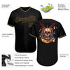 BlueJose Custom Black Black-Old Gold Skull Fashion Baseball Jersey