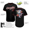 BlueJose Custom Black White-Red Authentic Skull Fashion Baseball Jersey