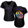 BlueJose Custom Black Black-Purple Authentic Skull Fashion Baseball Jersey