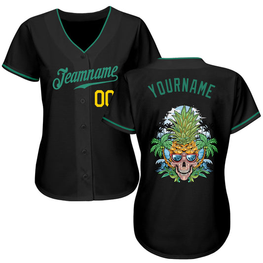 BlueJose Custom  Skull Pineapple Head Baseball Jersey