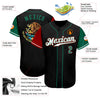 BlueJose Custom Black Kelly Green-Red Authentic Mexico Two Tone Baseball Jersey