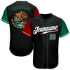 BlueJose Custom Black Kelly Green-Red Authentic Mexico Two Tone Baseball Jersey