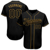 BlueJose Custom Black Black-Old Gold Authentic Baseball Jersey