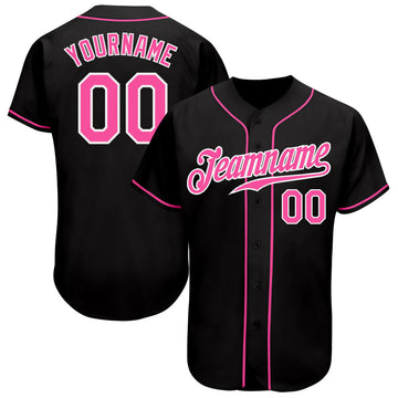 BlueJose Custom Black Pink-White Authentic Baseball Jersey