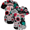 BlueJose Custom Black White-Red 3D Skull Fashion Baseball Jersey