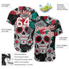 BlueJose Custom Black White-Red 3D Skull Fashion Baseball Jersey