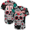 BlueJose Custom Black White-Red 3D Skull Fashion Baseball Jersey