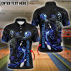 BlueJose Bowling And Pins Skull Skeleton Customized Name 3D Shirt (4 Colors)