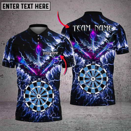 BlueJose Darts Lightning Smoke Fire Style Personalized Name, Team Name Unisex Shirt ( 4 Colors )