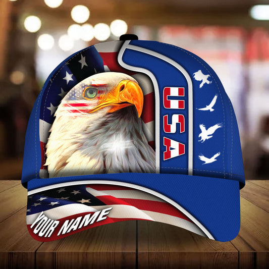 BlueJose Premium Usa Eagle, Patriot Multicolor 3D Hat Personalized