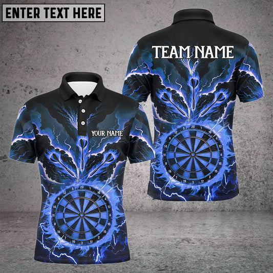 BlueJose Darts Lightning Smoke Fire Flame Personalized Name, Team Name Shirt (4 Colors)