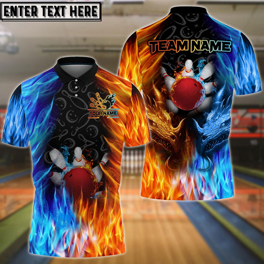 BlueJoses Bowling Fire And Ice Customized Name, Team Name 3D Shirt ( 2 Colors )